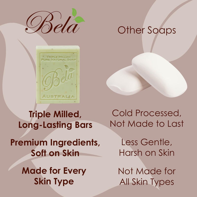 BELA Honeysuckle Soap 3.3 OZ Pack of 12, Long lasting French Triple Milled Bar Soap with Organic Shea Butter, Hand, Face and Body Wash Bar, Made in Australia - Image 4